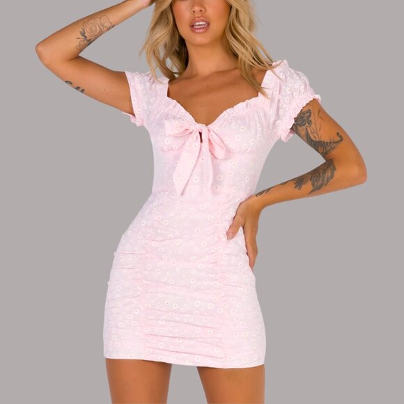 Princess Polly Dresses & Skirts - New Princess Polly Back To Paris Mini Dress Floral Pink Size Small 6
